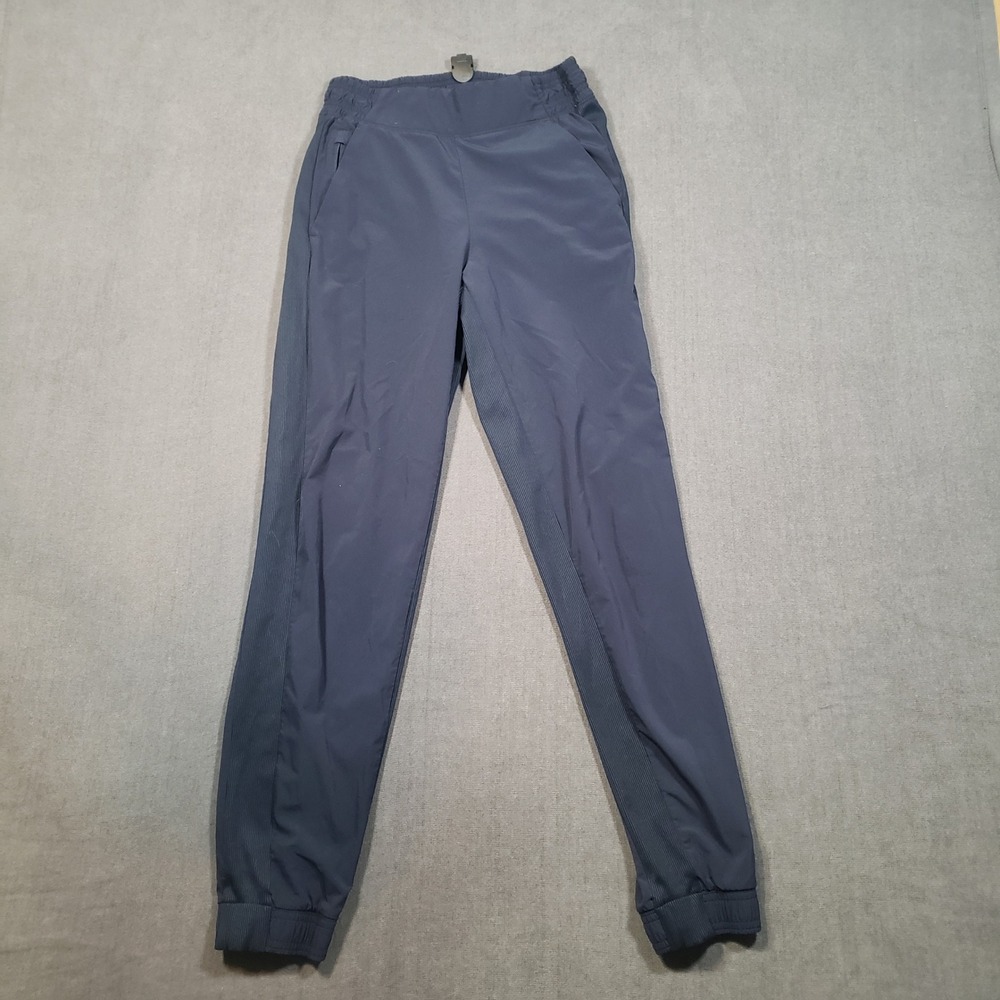 Athleta Brooklyn Jogger Womens 0 Navy Blue Ribbed Side Panel Tapered Pants